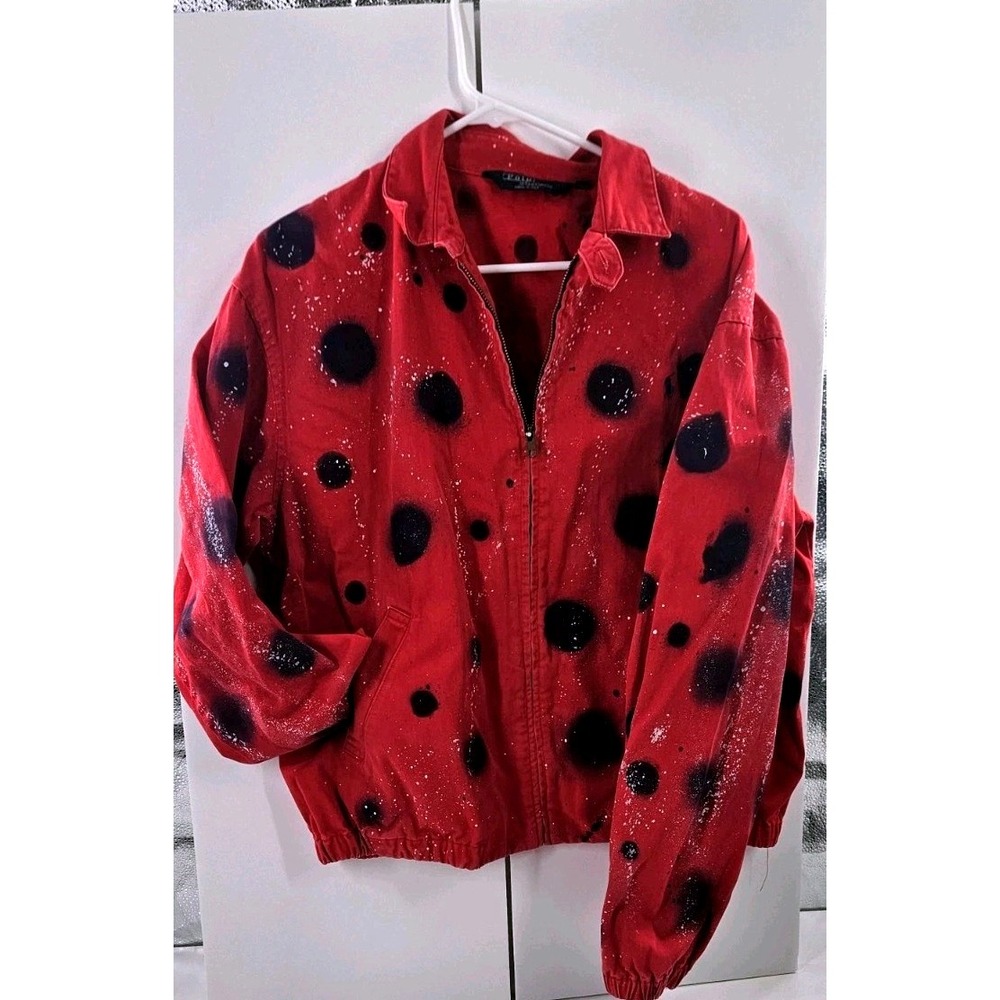 Vtg Red Polo Ralp Lauren Medium Zip Harrington Jacket USA made Custom Reworked - Picture 2 of 14
